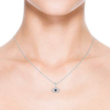 Load image into Gallery viewer, Blue Sapphire Evil Eye Pendant with Diamond Accents in 14K White Gold (2.5mm Blue Sapphire)