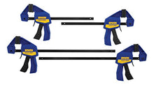 Load image into Gallery viewer, IRWIN QUICK-GRIP Bar Clamp, One-Handed, Mini, 6-Inch (2), 12-Inch (2), 4-Pack (1964748) Blue, Yellow