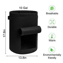 Load image into Gallery viewer, Homyhoo Potato Grow Bags with Flap 10 Gallon, 4 Pack Planter Pot with Handles and Harvest Window for Potato Tomato and Vegetables, Black and Gray