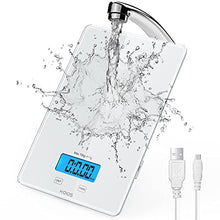 Load image into Gallery viewer, KOIOS USB Rechargeable Food Scale, 33lb/15Kg Kitchen Scale Digital Weight Grams and oz for Cooking Baking, 1g/0.1oz Precise Graduation, Waterproof Tempered Glass, 6 Weight Units, Tare Function
