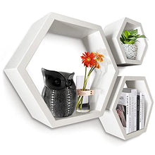 Load image into Gallery viewer, MRGL Hexagon Floating Shelves Set of 3, Honeycomb Shelves, Wall Mounted, Display Shelf, Room Decor White