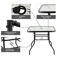 Load image into Gallery viewer, Tangkula Patio Table Outdoor Garden Balcony Poolside Lawn Glass Top Steel Frame All Weather Dining Bistro Table (Square Black 32")
