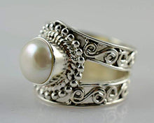 Load image into Gallery viewer, Freshwater Pearl Silver Ring, Pearl Ring, 925 Solid Sterling Silver Ring, Pearl Jewelry, Pearl Ring for Women, Handmade Ring Size 3-14 US