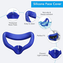 Load image into Gallery viewer, Relohas Oculus Quest 2 Accessories Set, Touch Controller Grip Leather Cover, Front Face Protector Cover, Silicone Face Cover with Lens Protective Cover, Protect Your VR in All Aspects(4PCS, Navy-Blue)
