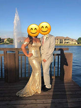 Load image into Gallery viewer, YSMei Women's Long Sequins Evening Celebrity Dress Mermaid Off Shoulder Prom Wedding Gowns Green 8