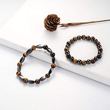 Load image into Gallery viewer, Jstyle 4Pcs Hematite Bead Bracelet for Men Women 8mm Tiger Eye Stone Beads Bracelet Elastic Natural Stone Bracelet Bangle