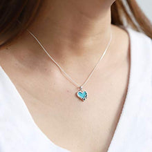 Load image into Gallery viewer, Boma Jewelry Sterling Silver Turquoise Heart Necklace, 16 inches