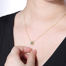 Load image into Gallery viewer, Carleen 14K Solid Yellow Gold Genuine Emerald Diamond Flower Pendant Necklace Minimalist Delicate Dainty Fine Jewelry For Women Girls