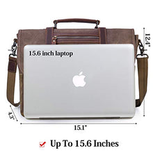 Load image into Gallery viewer, Mens Messenger Bag 15.6 Inch Waterproof Vintage Waxed Canvas Satchel Briefcase Shoulder Bag Retro Distressed Business Computer Laptop Leather Messenger Bag Brown