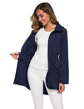 Load image into Gallery viewer, Avoogue Womens Windbreaker Jacket with Hood Waterproof Water Resistant Lightweight Anorak Navy Blue XXL