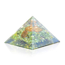 Load image into Gallery viewer, Orgone Pyramid - Flower Of Life Orgone Energy Peridot Copper Pyramid- Healing Crystals for EMF Protection Soul with Inner Psychic Sense-Vivid Dreams