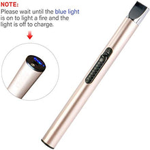 Load image into Gallery viewer, REIDEA Electronic Candle Lighter Arc Windproof Flameless USB Rechargeable Lighter with Safe Button for Home Kitchen Gold