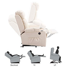 Load image into Gallery viewer, Mcombo Large Electric Power Lift Recliner Chair Sofa for Elderly Big and Tall People, 3 Positions, 2 Side Pockets and Cup Holders, USB Ports, Faux Leather 7406 (Cream White)
