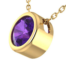 Load image into Gallery viewer, Belinda Jewelz Womens 14K Yellow Gold Round Sparkly 7 mm Gemstone Bezel Solitaire Classic Chain Gemstone Fine Jewelry Accessory Pendant Necklace, 1.48 Carats African Amethyst, 18 Inch