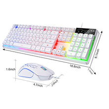 Load image into Gallery viewer, Gaming Keyboard and Mouse Combo, K1 LED Rainbow Backlit Keyboard with 104 Key Computer PC Gaming Keyboard for PC/Laptop(White)