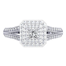 Load image into Gallery viewer, Dazzlingrock Collection 0.50 Carat (ctw) Princess & Round Cut Diamond Halo Engagement Ring 1/2 CT, 14K White Gold, Size 7
