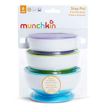 Load image into Gallery viewer, Munchkin Stay Put Suction Bowl,Purple, Green & Blue 3 Pack