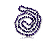 Load image into Gallery viewer, 36 Inch 8MM Polished Genuine Amethyst Stone Endless Infinity Long Beaded Strand Necklace.