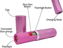 Load image into Gallery viewer, FIGHTSENSE Women Self Defense Kit W/Pepper Spray and Lipstick Stun Gun W/Flashlight, 25Burst, 1.6µC Painful Charge, Rechargeable Battery, Includes Keychain Leather Pouch(Pink/PBSpray)
