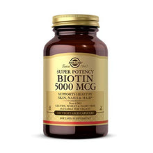 Load image into Gallery viewer, Solgar Biotin 5000 mcg, 100 Veg Caps - Promote Healthy Skin, Nails & Hair - Supports Energy Production, Protein, Carbohydrate & Fat Metabolism - Vitamin B - Non GMO, Vegan, Gluten Free - 100 Servings