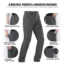 Load image into Gallery viewer, Stlight Mens Snow Ski Water Repellent Softshell Pants for Winter Hiking Fleece Lined Bottom Leg Zipper with 6 Zip Pockets (Grey 34W/30L)