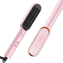 Load image into Gallery viewer, TYMO Ring Pink Hair Straightener Brush – Hair Straightening Iron with Built-in Comb, 20s Fast Heating & 5 Temp Settings & Anti-Scald, Perfect for Professional Salon at Home