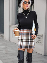 Load image into Gallery viewer, WDIRARA Women's Plaid High Waist Bodycon Skirt Casual Stretch Short Skirts Multicoloured L