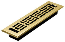 Load image into Gallery viewer, Decor Grates AJH212 2-inch by 12-inch Oriental Floor Register, Polished Brass Finish