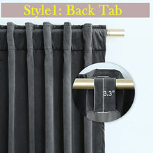 Load image into Gallery viewer, Timeper Rod Pocket Back Tab - Grey Super Soft Velvet Curtain Sunlight Blocking Drapes Heat Insulated Summer Shade for Foyer Door / Sliding Glass Door / Dorm, Grey,52Wx 96L, Set of 2 Panels