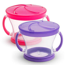 Load image into Gallery viewer, Munchkin Happy Snacker Snack Catcher & Sippy Cup Set, 4 Pack, Pink/Purple/Orange