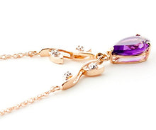 Load image into Gallery viewer, Galaxy Gold 14k White, Rose, Yellow Gold Amethyst and Diamond Vine Branch Design Pendant Necklace with 1.52 Carats (Carat Total Weight) Natural Diamonds & Pear-Shaped Purple Amethyst (Rose-Gold, 22)