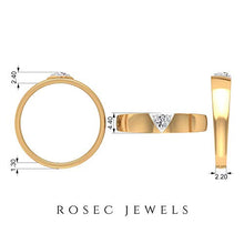 Load image into Gallery viewer, 3 MM Round Cut Solitaire Certified Diamond Engagement Ring, Solid Mix Metal Triangle Design Wedding Statement Rings, Birthday Anniversary Promise Band, 10K White Gold, Size:US 3.5