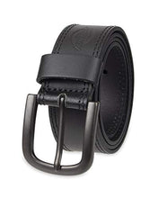 Load image into Gallery viewer, Dickies mens 100% Leather Jeans With Stitch Design and Prong Buckle Belt, Black, 42 Waist 40 US