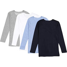 Load image into Gallery viewer, Brix Boys' Long Sleeve Tees - Tagless Crewneck Cotton Soft 4-pk Shirts. 11-13