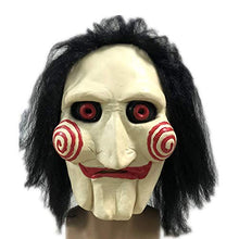 Load image into Gallery viewer, The Puppet Mask, Jigsaw Dress Up Mask,Latex Saw Billy Cosplay Horror Scary Mask with Hair for Halloween, Bar, Dress up Costume Party Pros (JIGSAW)