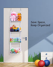 Load image into Gallery viewer, ULG Over Door Organizer with 4 Large Ultra Sturdy & Large Pockets Organizer, 22 lbs Capacity Hanging Storage Organizer with Clear Window for Bedroom Nursery, Baby Kids Toys, Shoes, Diapers, White