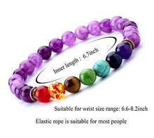 Load image into Gallery viewer, Doitory 8mm Lava Rock Chakra Beads Bracelet Elastic Gifts for Girls Natural Stone Yoga Bracelet Bangle(Amethyst Beads)