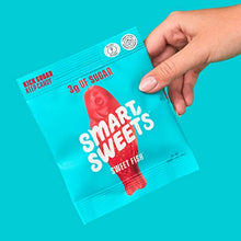 Load image into Gallery viewer, SmartSweets Sweet Fish, Candy with Low Sugar (3g), Low Calorie (100), No Artificial Sweeteners, Vegan, Plant-Based, Gluten-Free, Non-GMO, Healthy Snack for Kids & Adults, 1.8oz (Pack of 12)