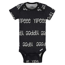 Load image into Gallery viewer, Grow by Gerber Baby Boy's Organic 5-Pack Short-Sleeve Onesies Bodysuits Pants, Black/White/Grey/Blue, 0-3 Months