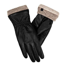 Load image into Gallery viewer, Genuine Sheepskin Leather Gloves For Women, Winter Warm Touchscreen Texting Cashmere Lined Driving Motorcycle Dress Gloves By Alepo (Black-XL)