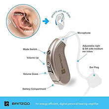 Load image into Gallery viewer, Britzgo 702 Hearing Amplifier For Adults To Aid In Hearing Recreation. BTE. Noise Cancelling Personal Sound Amplifier (PSAP). Good For Right Or Left Ears