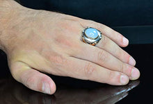 Load image into Gallery viewer, Sterling Silver Men Ring, Natural Moonstone Stone, Free Express Shipping