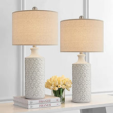 Load image into Gallery viewer, PoKat 24.75’’ Modern Contemporary Ceramic Table Lamp Set of 2 for Living Room White Desk Decor Lamps for Bedroom Study Room Office Farmhouse Bedside Nightstand Lamp End Table Lamps