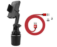 Load image into Gallery viewer, CinchForce Cup Holder Phone Mount - Universal Cup Holder with Adjustable Mobile Phone Mount - Extends, Shrinks, 360° Rotation for Horizonal/Vertical Viewing - 3in1 Magnetic USB 1m Cable Included