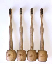 Load image into Gallery viewer, Knotty Brush Bamboo Toothbrush with Soft Bamboo Charcoal/Nylon Bristles - Natural, Eco-friendly, Plant-Based, Vegan - Adult Size - 4 Pack