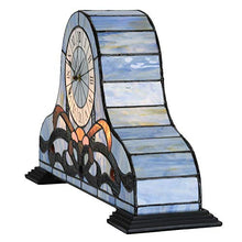 Load image into Gallery viewer, Bieye L10661 Baroque Desk Clock 23 inch Tiffany Style Stained Glass Accent Table Lamp, Night Light with Quartz Watch Inside (Blue)