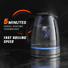 Load image into Gallery viewer, HadinEEon Electric Kettle 1.7L Glass Electric Tea Kettle (BPA Free) Cordless Teapot, Portable Electric Hot Water Kettle with Auto Shutoff Protection, Stainless Steel Lid & Bottom