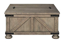 Load image into Gallery viewer, Signature Design by Ashley - Aldwin Farmhouse Storage Coffee Table, Brown Pine Wood