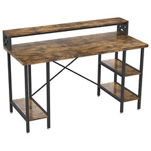 Load image into Gallery viewer, IRONCK Industrial Computer Desk 55", Office Desk with Printer Monitor Shelf Storage Shelf CPU Stand, Studying Writing Table for Home Office