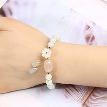 Load image into Gallery viewer, HSUMING Chinese Natural Green Jade Bracelets for Women - Good Luck Beaded Jewelry with Elastic, (5.5-6.3 inch)